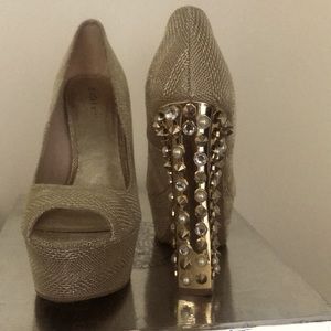 ZIGIgirl Jayla Gold Mesh Studded Heels